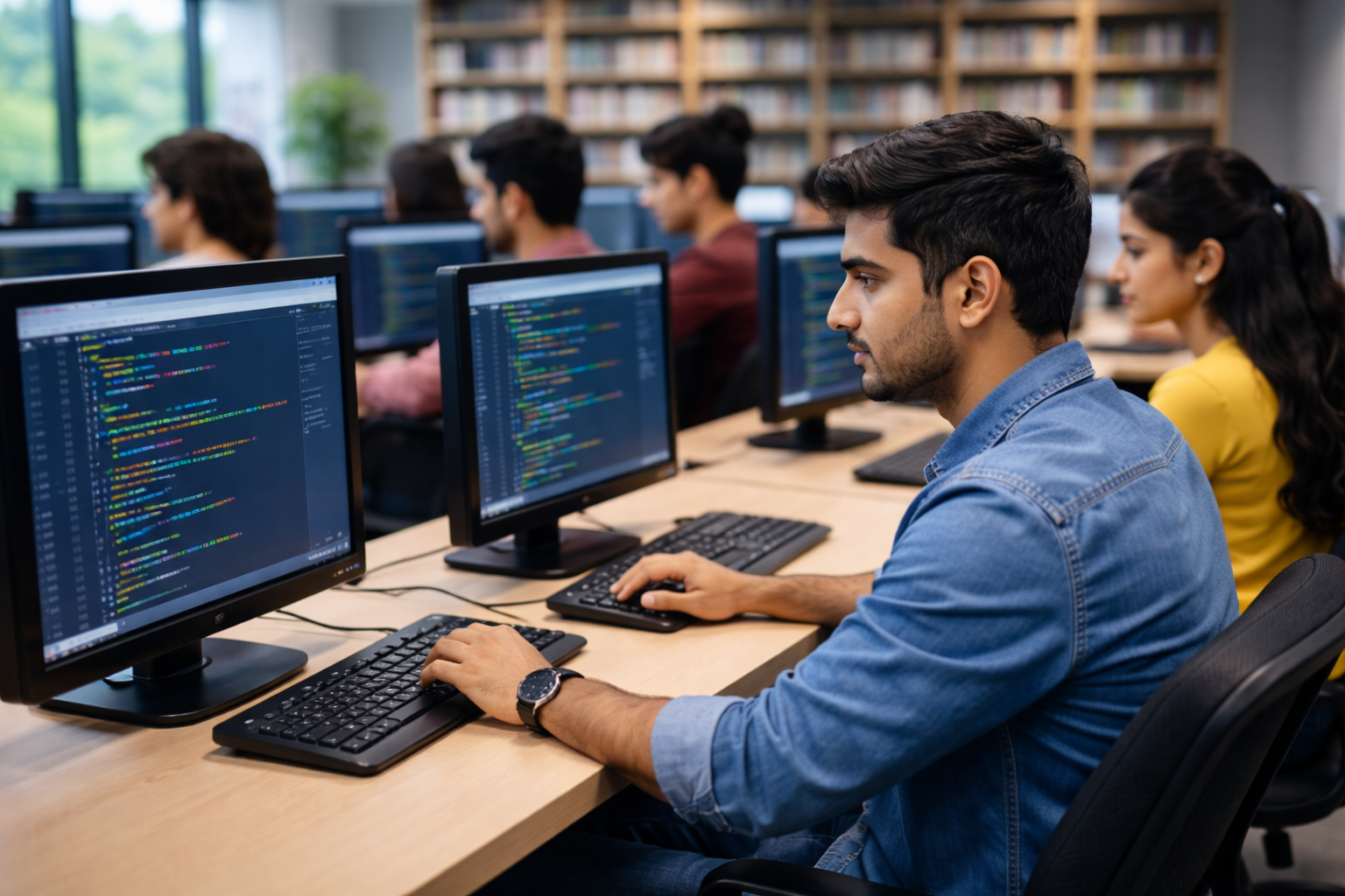 Students attending coding session at Image Computer Academy